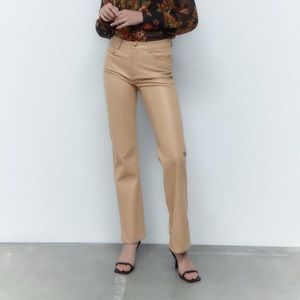Zara Straight Leg Faux Leather Pants